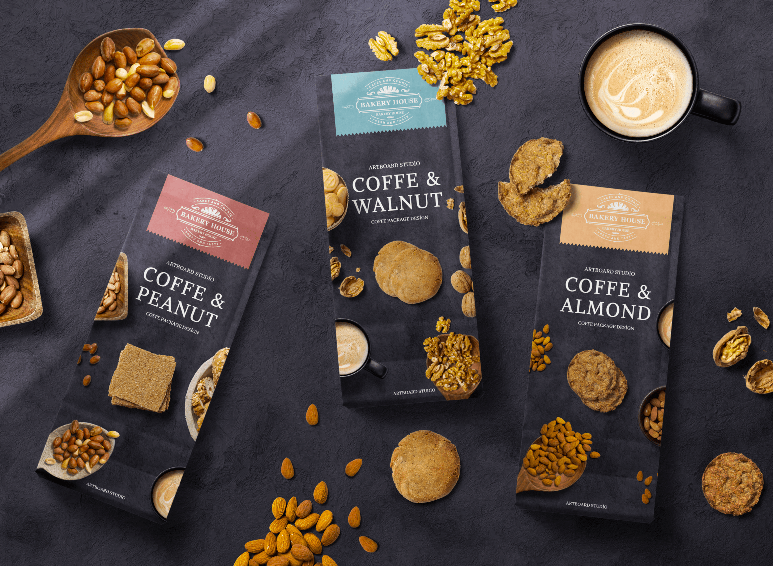 Download this free psd from the . Cookie Packaging Mockup Scene