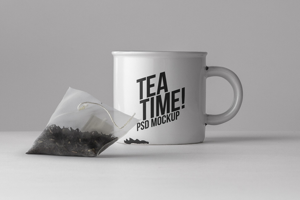 JPG 15+ creative tea bag mockup psd templates: Tea Cup With Tea Bag Mockup Free Design Assets Com