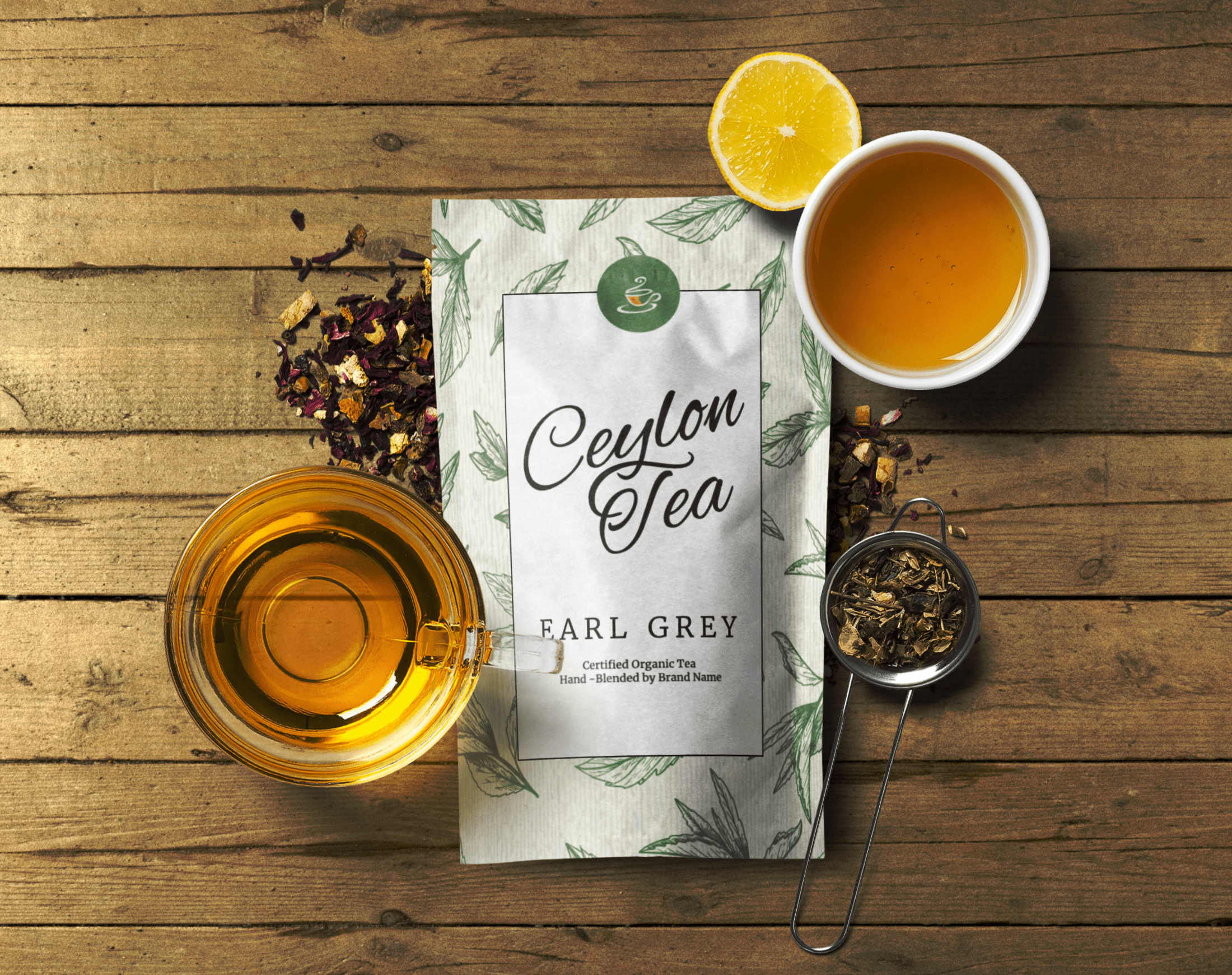185+ best free business cards templates: Tea Package Mockup Scene