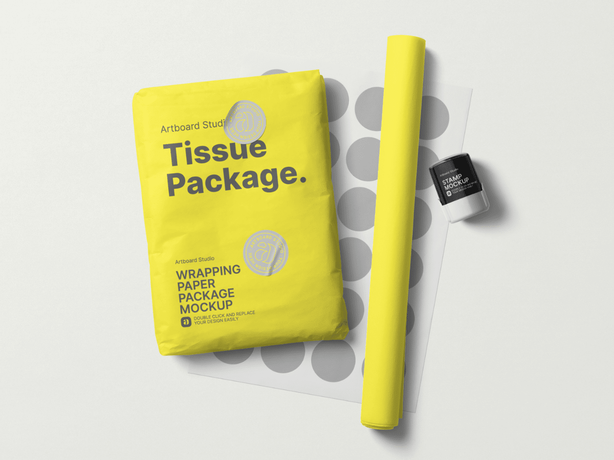 All the psd files are in . Wrapping Tissue Package Mockup Template